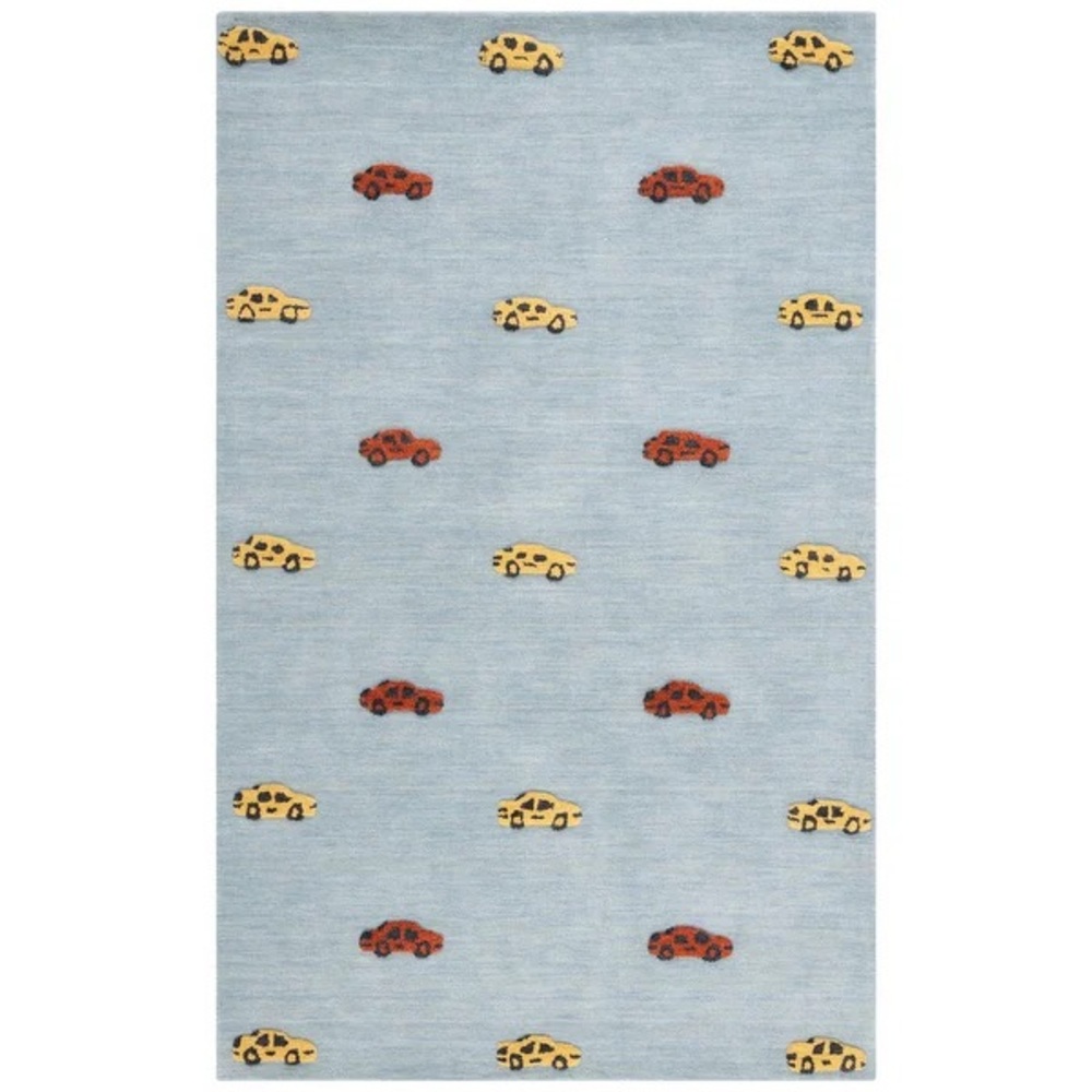 Handmade Kids Elisabetha Cars Wool Rug 5X8